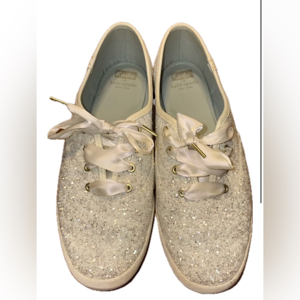 Glitter Cream Keds Kate Spade